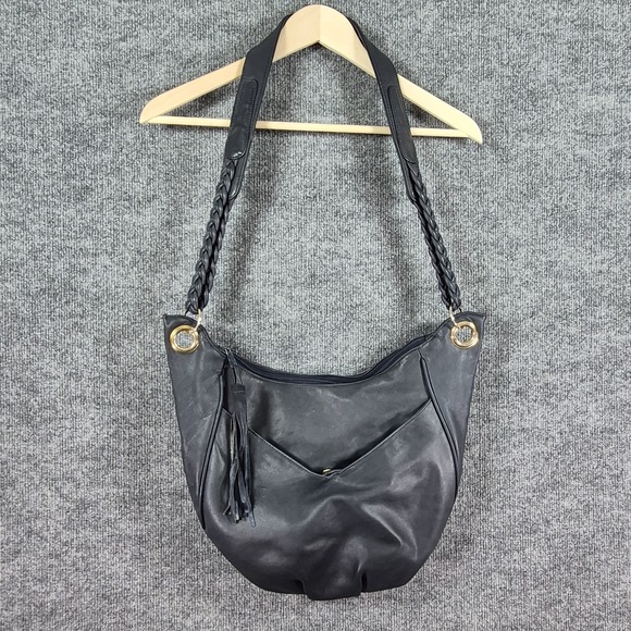 Briogeo Handbags - Vintage Brio Large Navy Blue Leather Slouchy Hobo Shoulder Bag Crossbody Purse